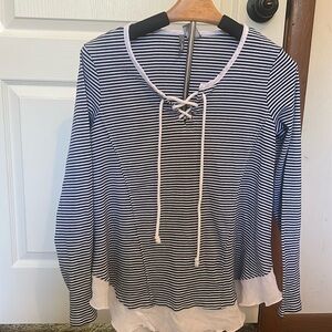 New directions navy stripe blouse